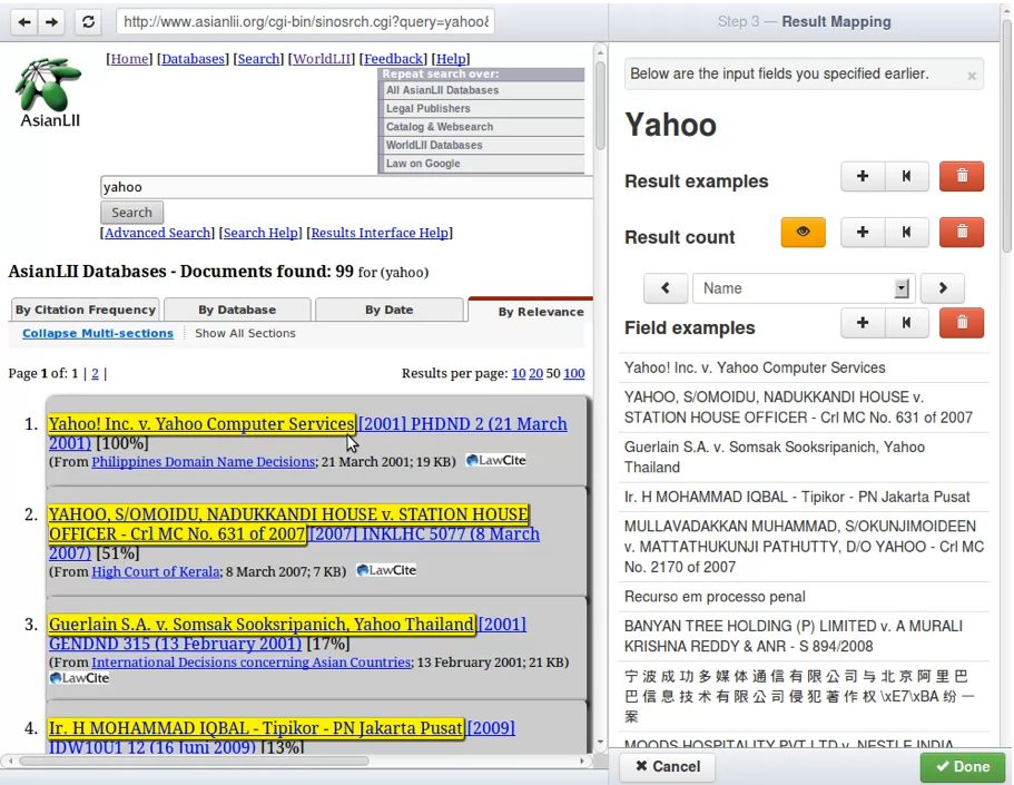 Import•io Connector Builder A screenshot from the Import.io Connector Builder